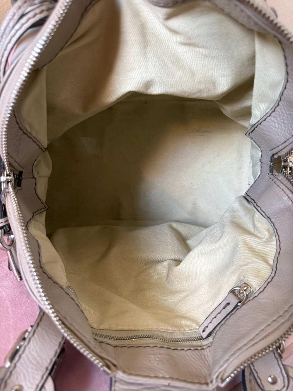 💯 Auth! Classic CHLOE  PADDINGTON Tan Leather  Handbag W Silver Tone Lock & Key - Picture 16 of 17